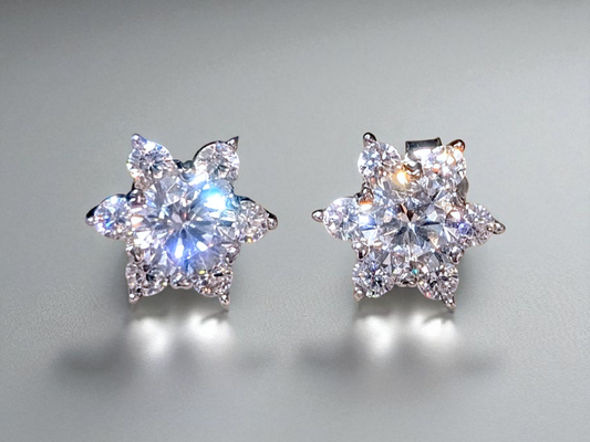GRA-Certified Moissanite Floral Stud Earrings 1.0ct | 925 Sterling Silver