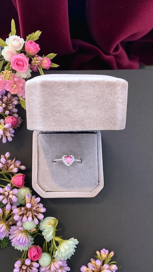 Pink Heart Moissanite Ring – GRA Certified