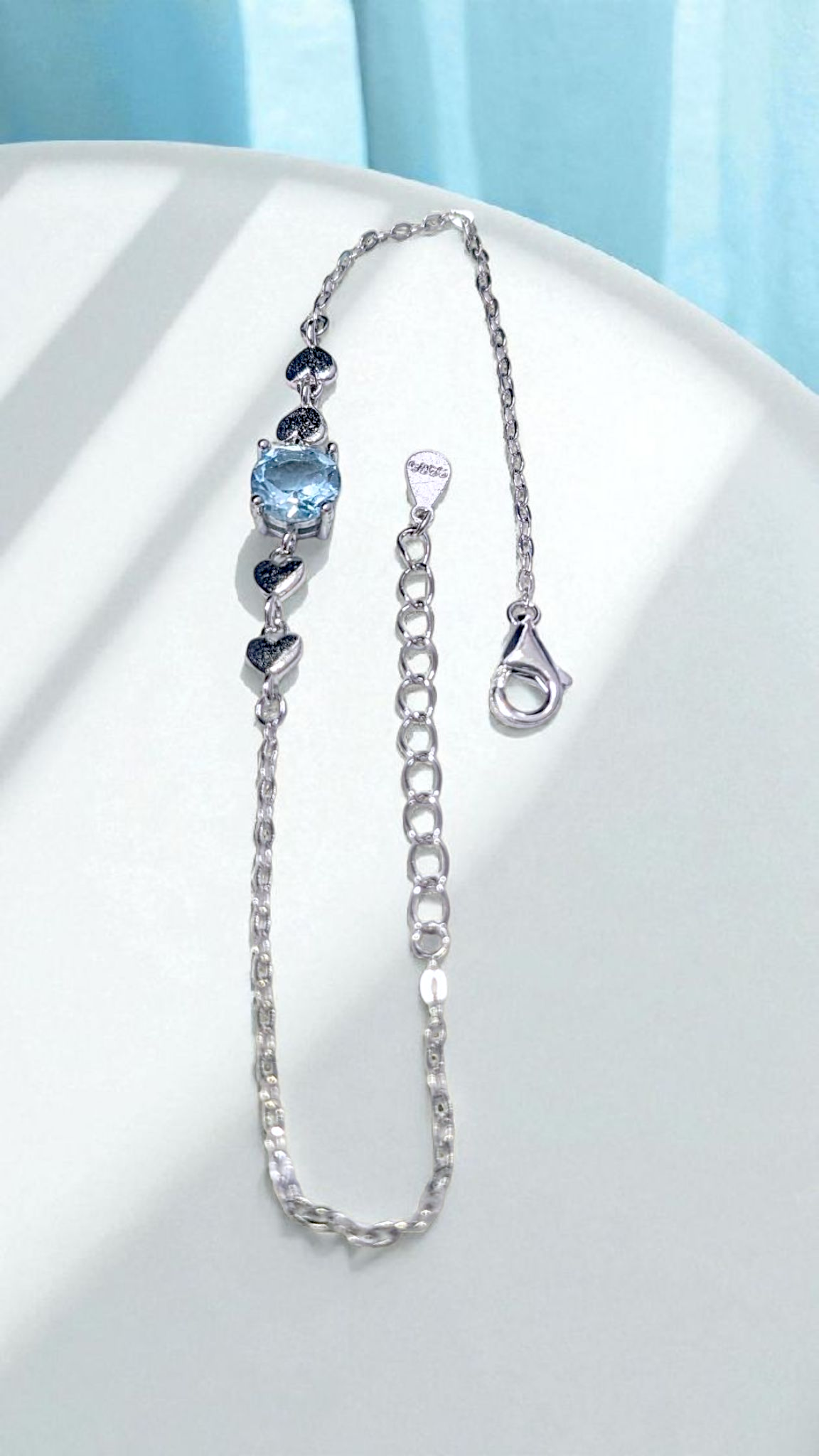 Sky Blue Topaz Heart Accent Bracelet – 925 Sterling Silver