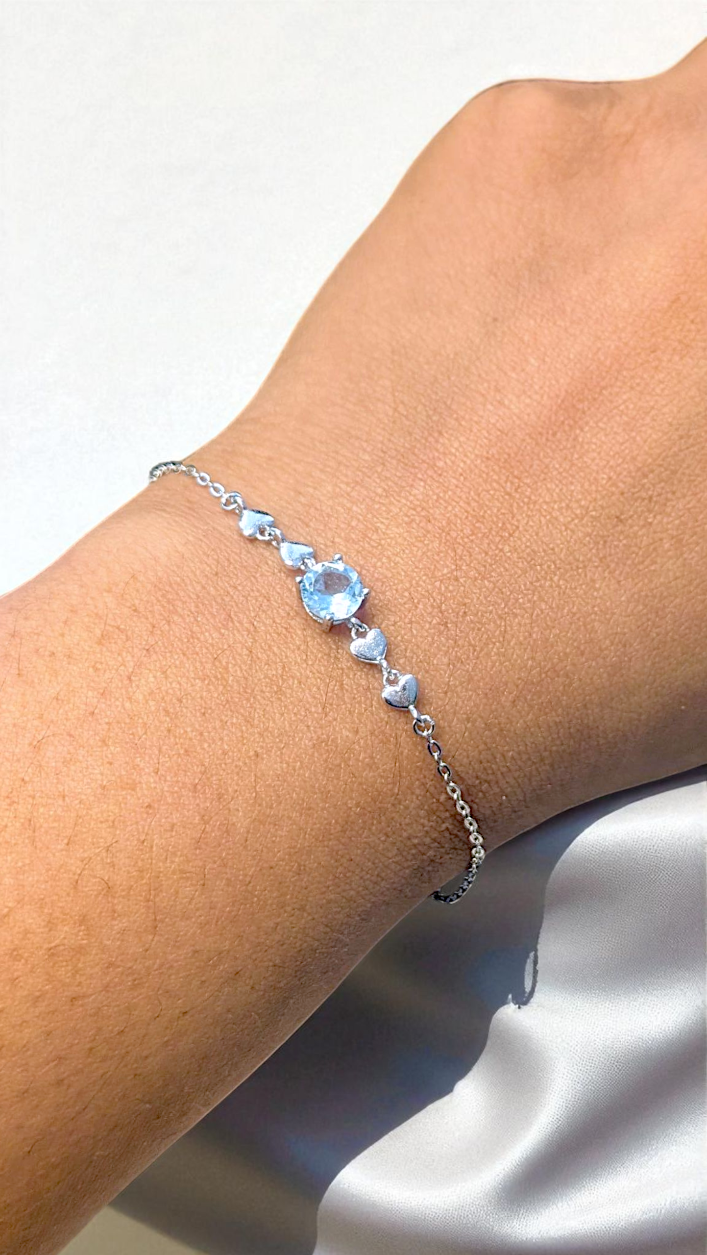 Sky Blue Topaz Heart Accent Bracelet – 925 Sterling Silver