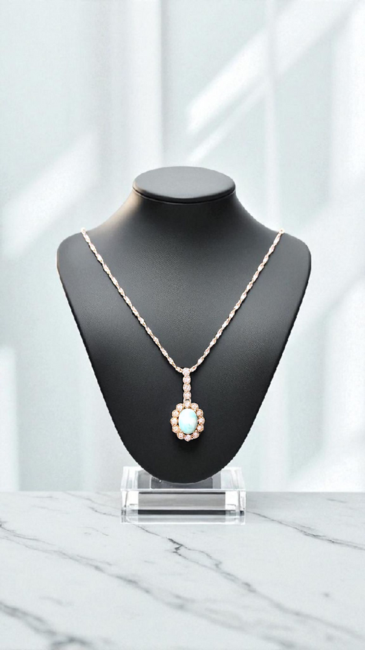 Larimar Halo Pendant Necklace | 925 Sterling Silver
