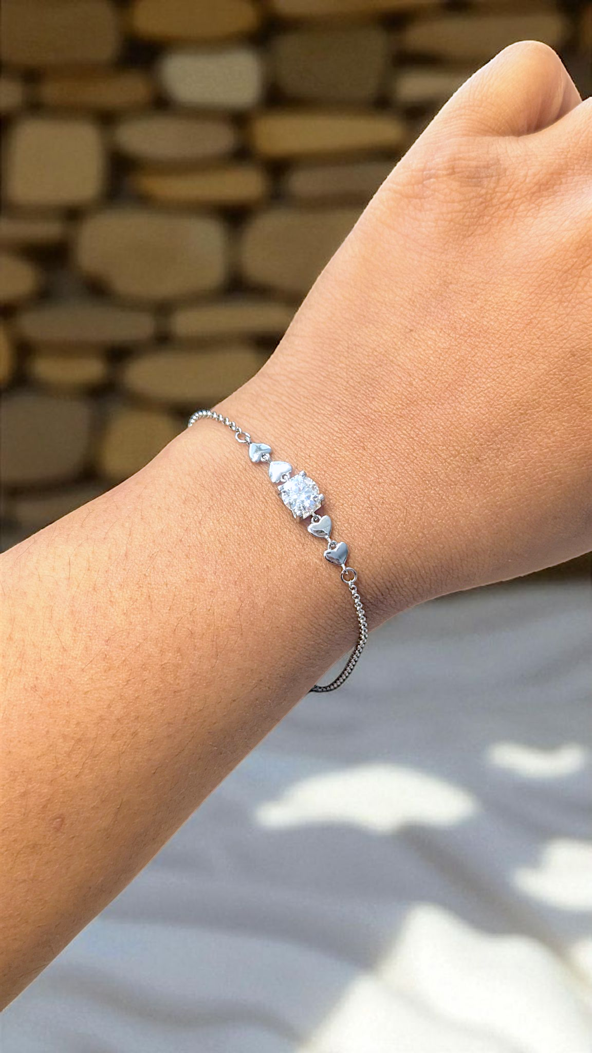 Sterling Silver 1.0ct Moissanite Heart-Link Bracelet – GRA Certified