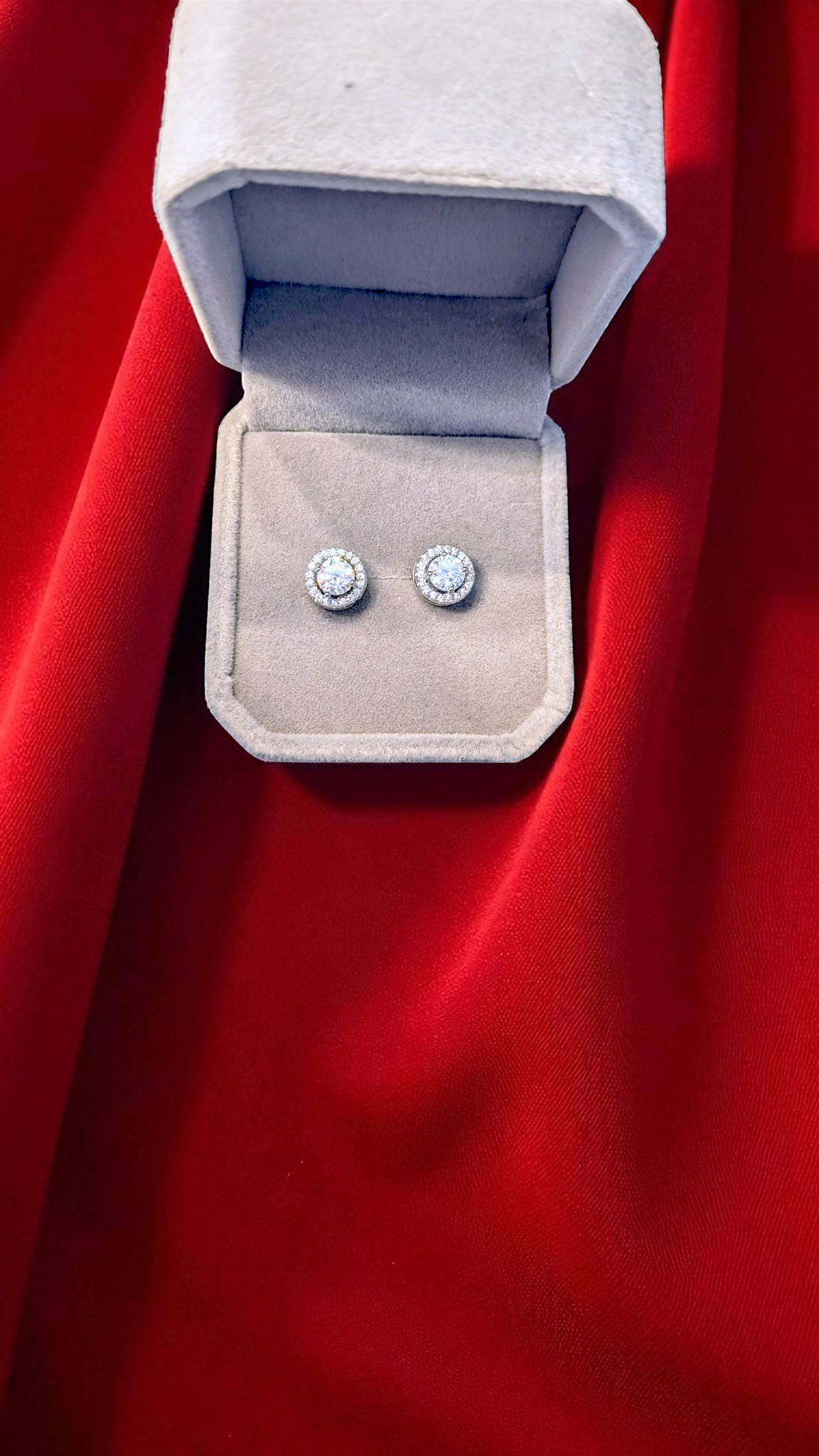 GRA Certified Moissanite Halo Stud Earrings – 0.5ct