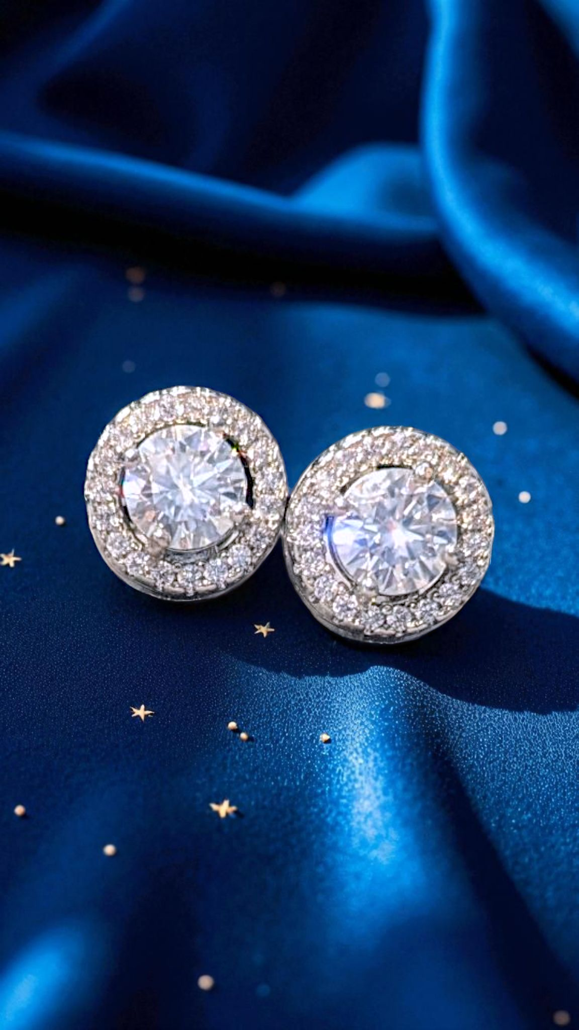 GRA Certified Moissanite Halo Stud Earrings – 0.5ct