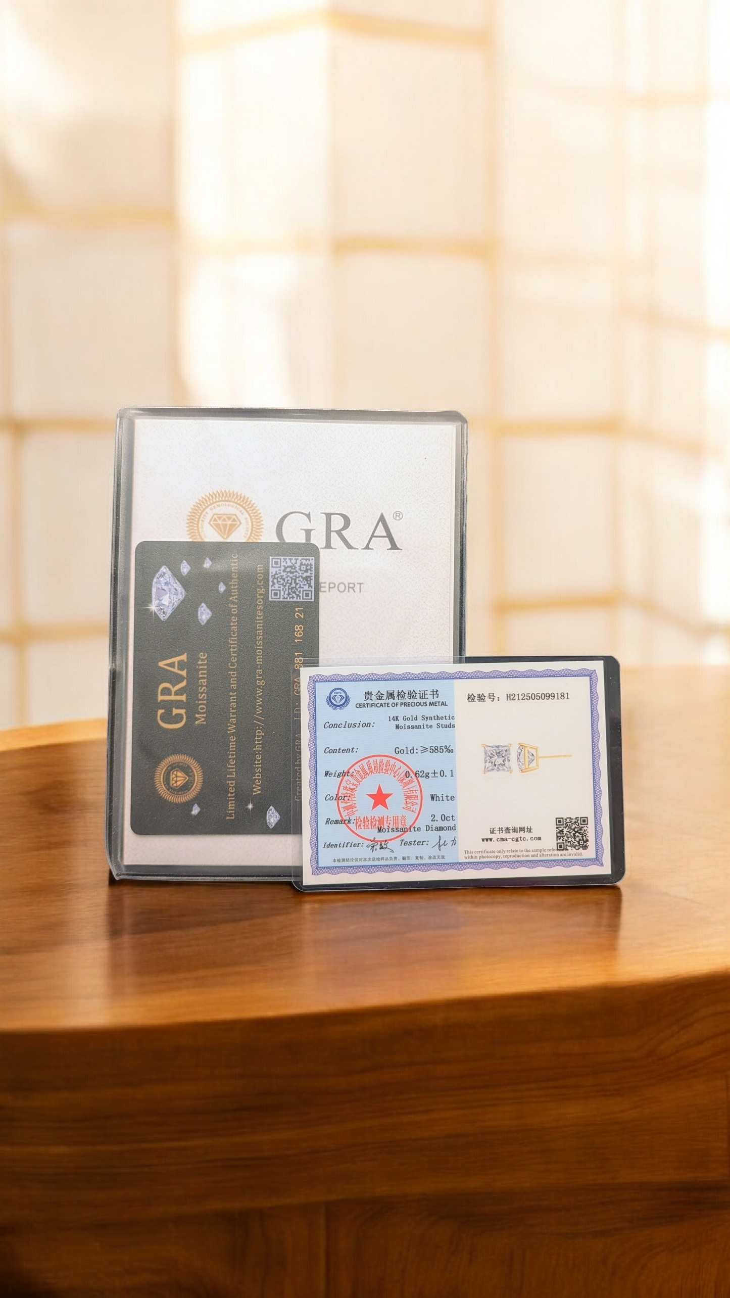 14K Gold Princess Cut Moissanite Stud Earrings — 2ct TW