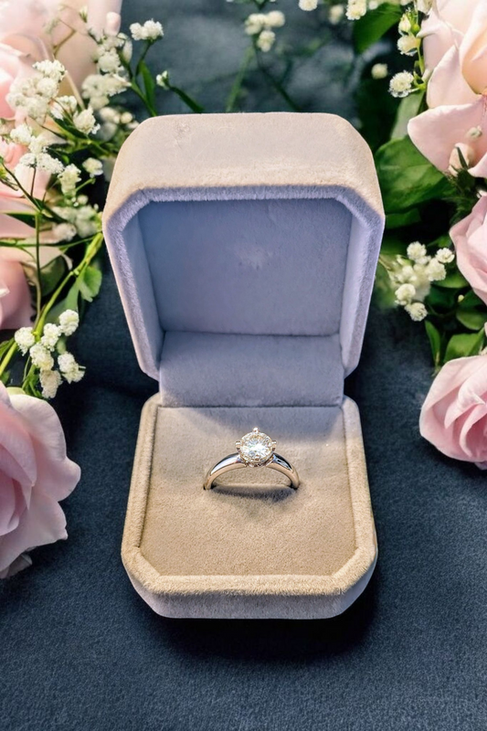 GRA Certified 1.0ct Moissanite Solitaire Ring – S925 Sterling Silver