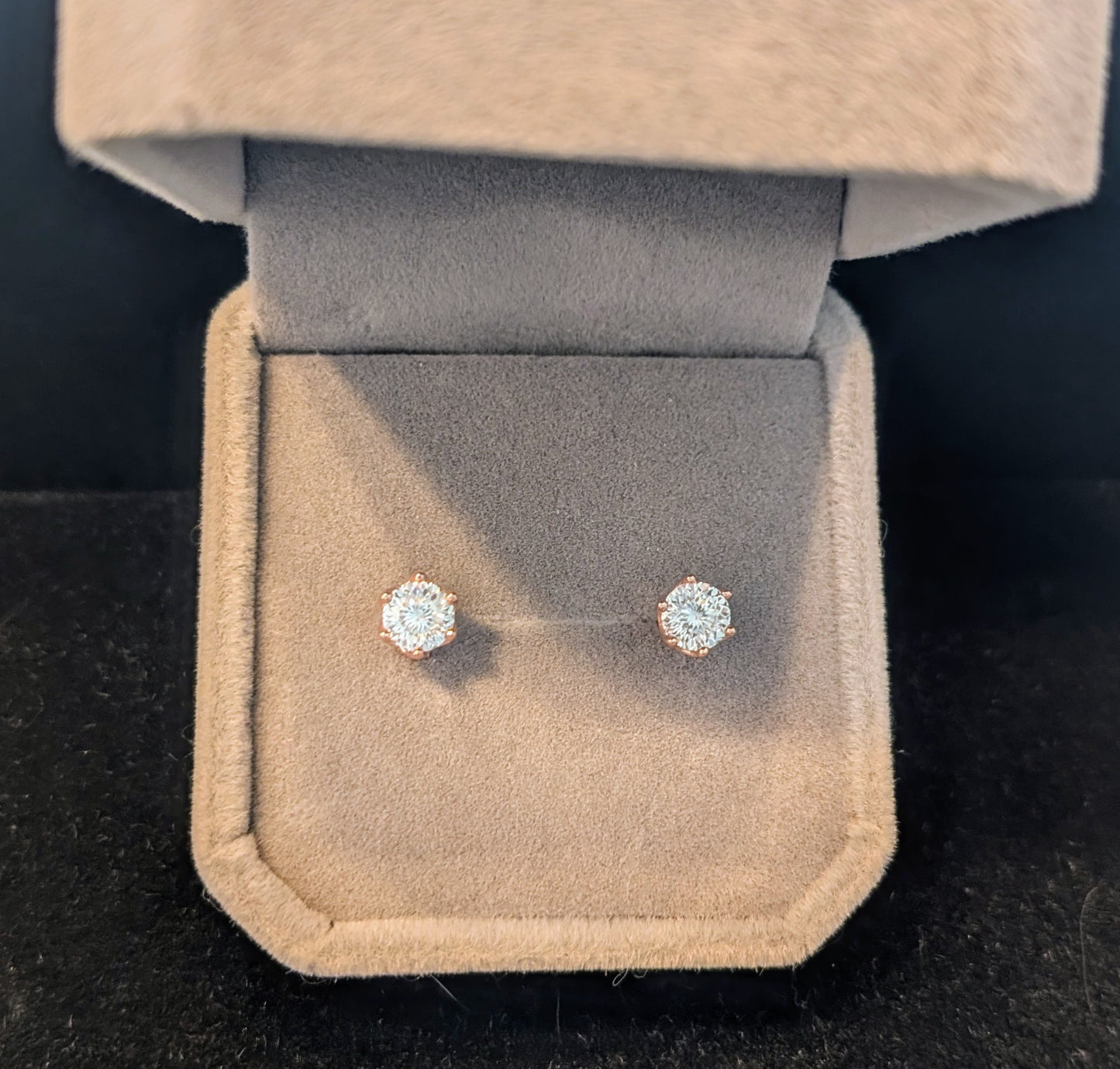 💎 0.5ct Moissanite Stud Earrings – GRA Certified | Rose Gold Setting