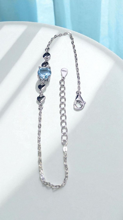 Sky Blue Topaz Heart Accent Bracelet – 925 Sterling Silver