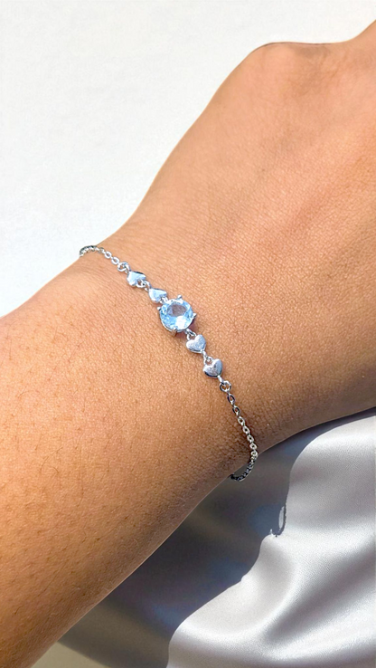Sky Blue Topaz Heart Accent Bracelet – 925 Sterling Silver
