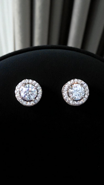 GRA Certified Moissanite Halo Stud Earrings – 0.5ct