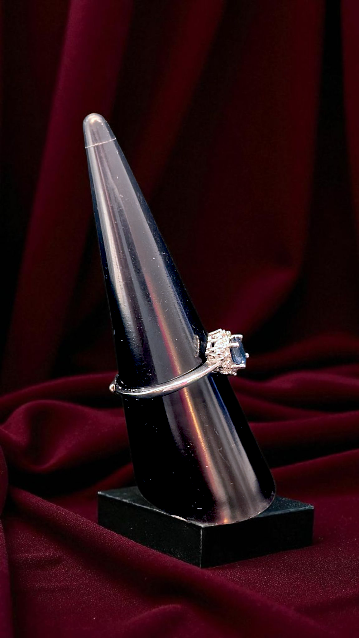 Natural Sapphire Halo Ring – 925 Sterling Silver