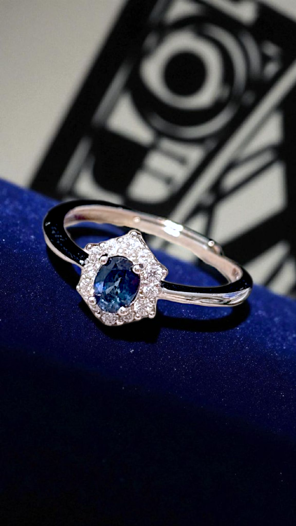 Natural Sapphire Halo Ring – 925 Sterling Silver