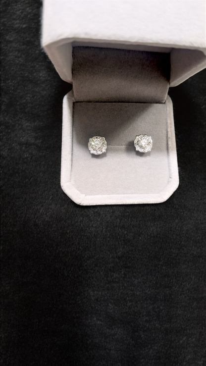 GRA Certified 0.5ct Moissanite Halo Stud Earrings – Sterling Silver