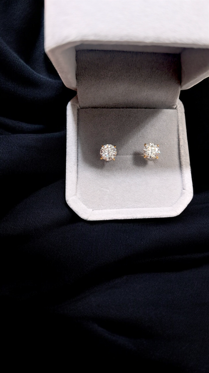 2.0 CT TW (1ct each)GRA Certified Moissanite Stud Earrings | Certified 14K Gold