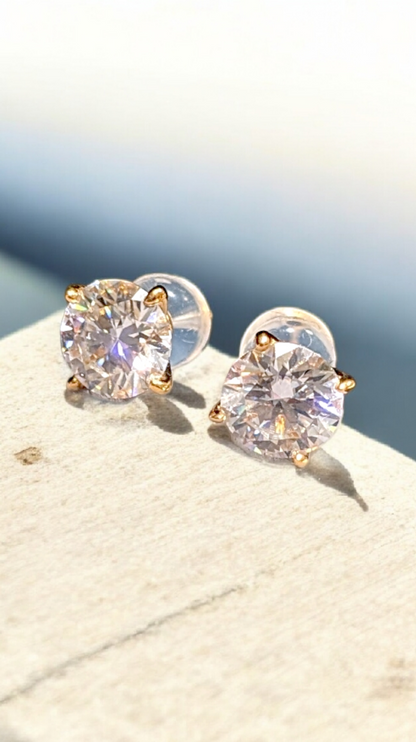 2.0 CT TW (1ct each)GRA Certified Moissanite Stud Earrings | Certified 14K Gold