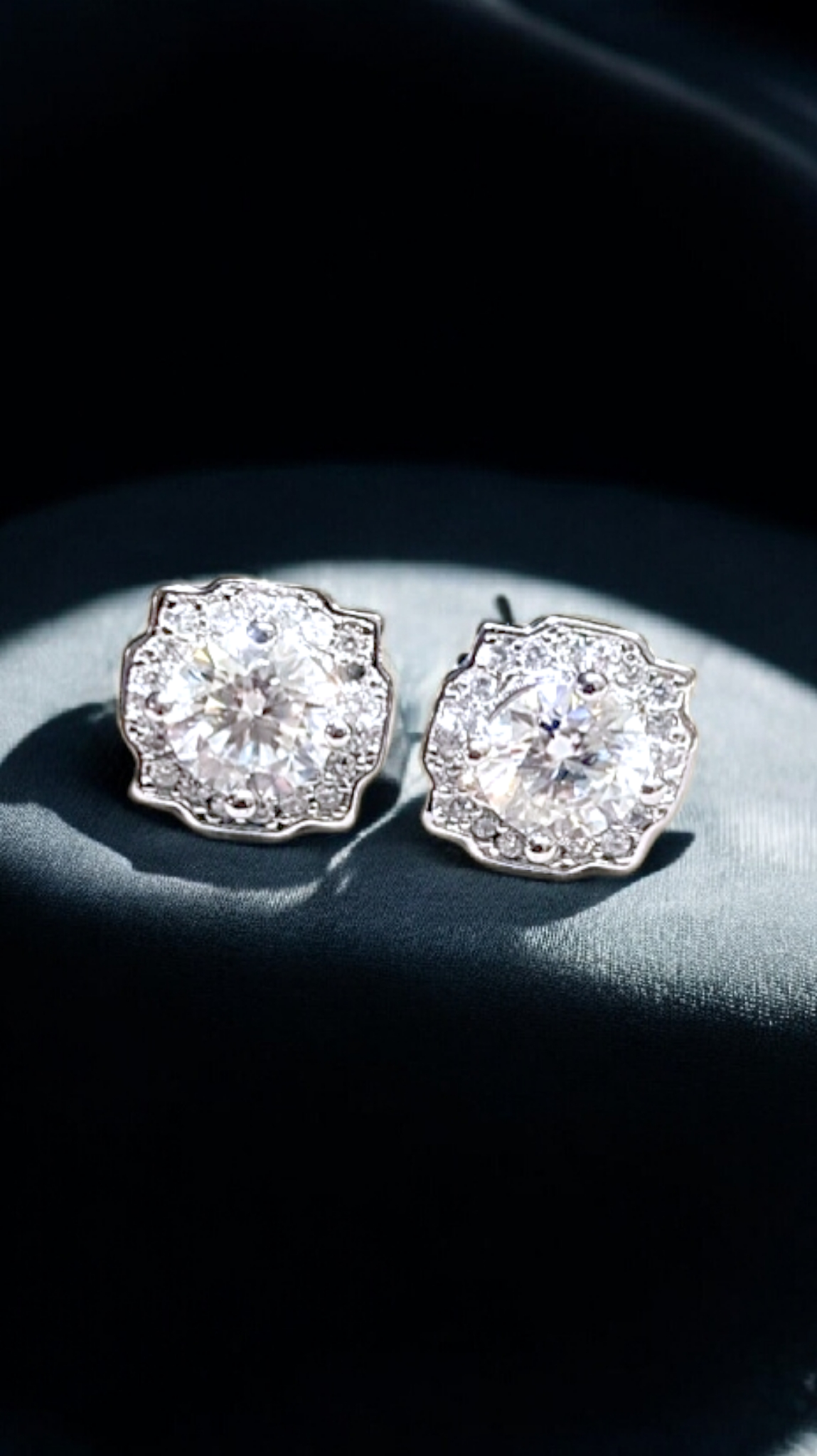 GRA Certified 0.5ct Moissanite Halo Stud Earrings – Sterling Silver