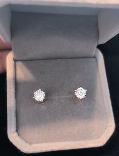 💎 0.5ct Moissanite Stud Earrings – GRA Certified | Rose Gold Setting