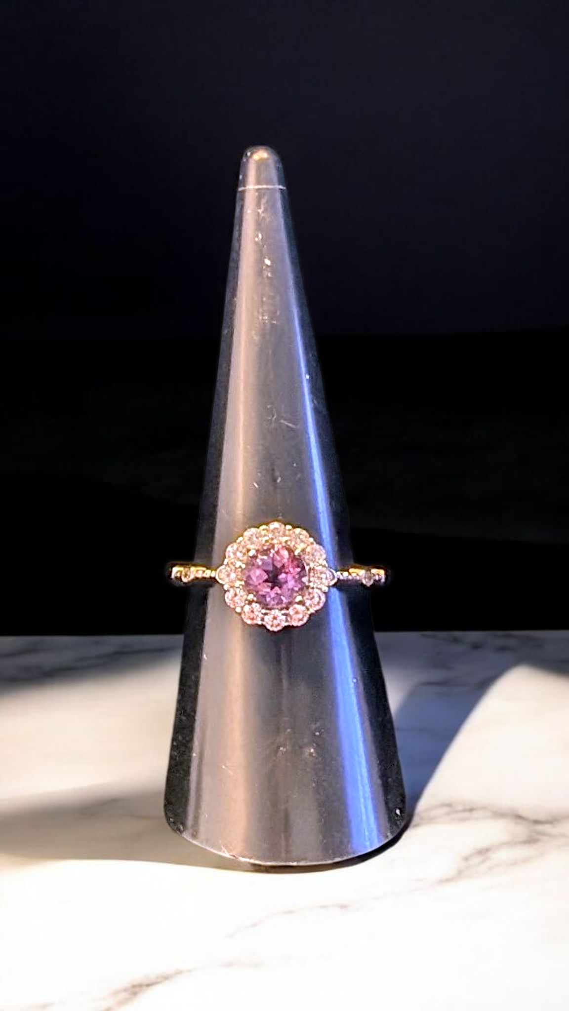 ✨Stunning Amethyst Halo Ring – S925 Sterling Silver – Regal Sparkle!✨