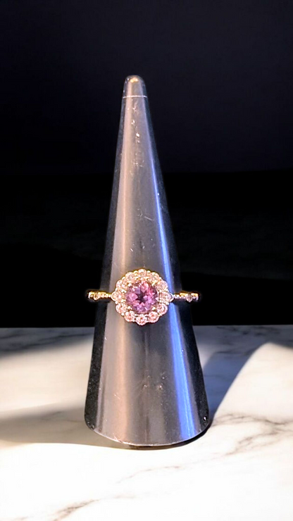 ✨Stunning Amethyst Halo Ring – S925 Sterling Silver – Regal Sparkle!✨